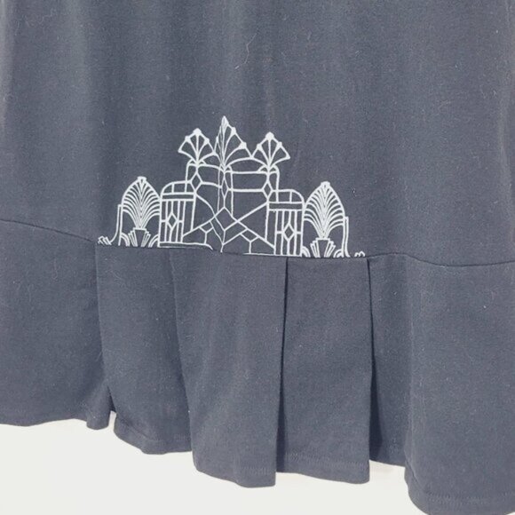 Eve Lavoie Women's Black Gray Cotton Blend Cap Sleeve Tie Back V-Neck Dress Sz M - Picture 5 of 10